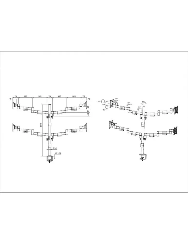 MULTIBRACKETS 5587 Multibrackets rotating table stand Deskmount Officeline Quad White - 15  - 30  screen Vesa Max 100x100 MULT