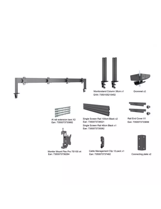 MULTIBRACKETS 5537 Soporte de mesa Multibrackets Columna de sobremesa Pro 4x1 MBDM4x1U - 4 pantallas 15-32  VESA Máx. 100x100