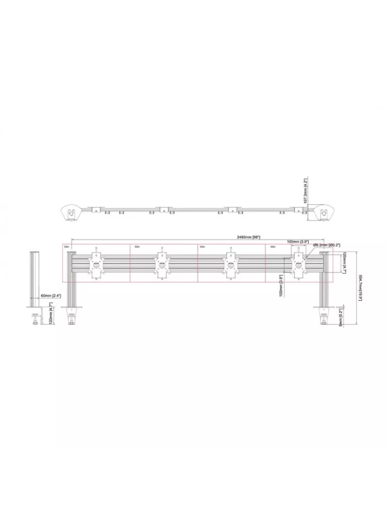 MULTIBRACKETS 5537 Tischständer Multibrackets Deskmount Column Pro 4x1 MBDM4x1U - 4 Monitore 15-32  VESA Max 100x100 MULTIBRAC