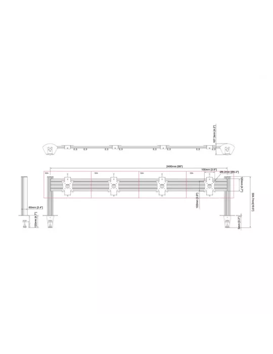 MULTIBRACKETS 5537 Soporte de mesa Multibrackets Columna de sobremesa Pro 4x1 MBDM4x1U - 4 pantallas 15-32  VESA Máx. 100x100