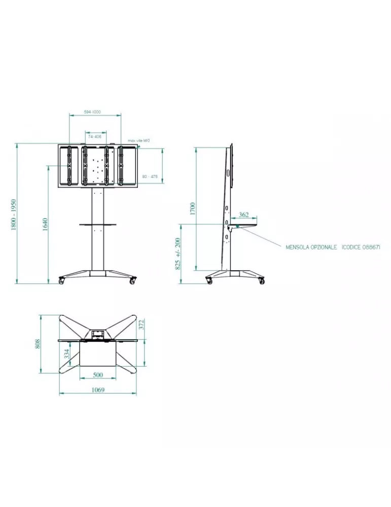 EUROMET 12160 TOTEM XL Soporte de suelo móvil Pantalla Vesa Max 1000x475 EUROMET EUR12160 | MusicGoodDeal