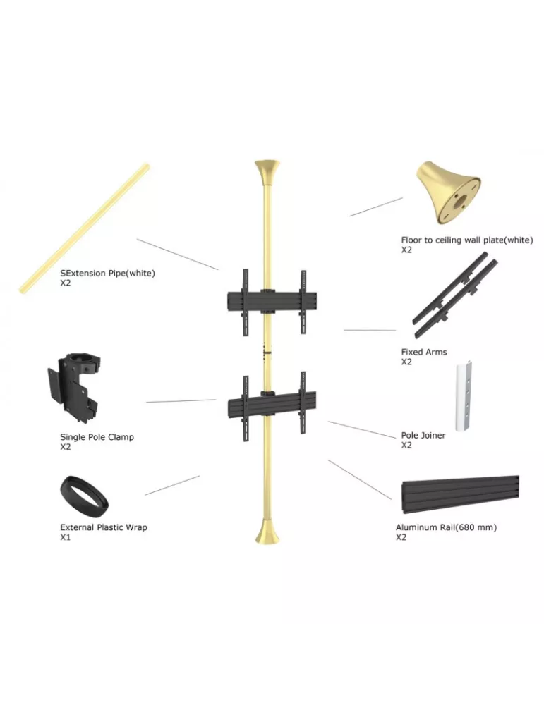 MULTIBRACKETS 5730 Soporte sol plafond Multibrackets Montaje de suelo a techo Pro MBFC2U - 2 pantallas 40 -65  VESA Max 600x40