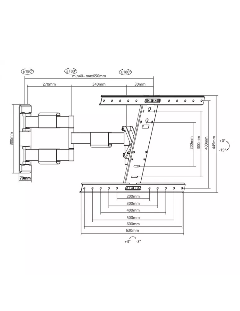 MULTIBRACKETS 6184 Multibrackets FlexArm Thin articulated wall mount for LCD screens 32 - 55  - Weight 30kg VESA MAX 600x400 M