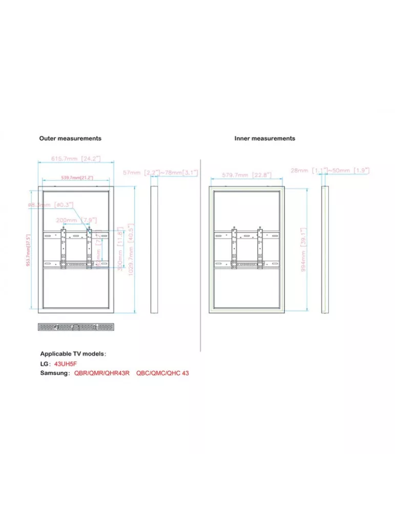 MULTIBRACKETS 6671 Cadre mural sécurisé moniteur Multibrackets PRO Series Enclosure 43'' REF: