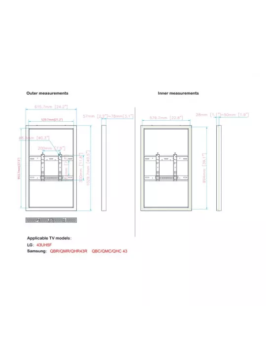 MULTIBRACKETS 6671 Cadre mural sécurisé moniteur Multibrackets PRO Series Enclosure 43'' REF: