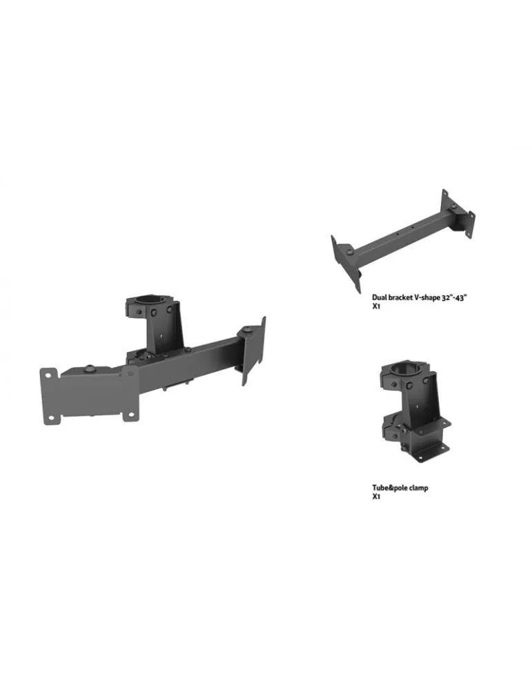 MULTIBRACKETS 2475 Soporte doble en V de 32  -43   para montaje en poste MULTIBRACKETS MUL2475 | MusicGoodDeal