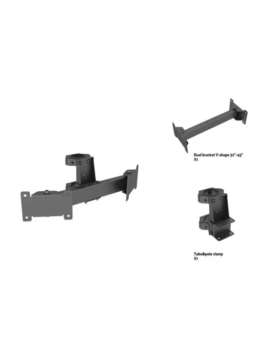 MULTIBRACKETS 2475 Support double en forme de V  Dual Bracket V Shape 32''-43'' pour montage sur poteau