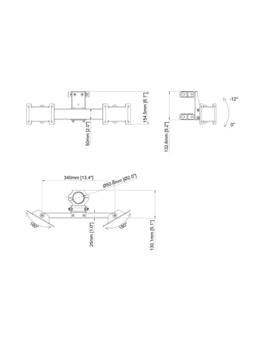MULTIBRACKETS 2475 Support double en forme de V  Dual Bracket V Shape 32''-43'' pour montage sur poteau