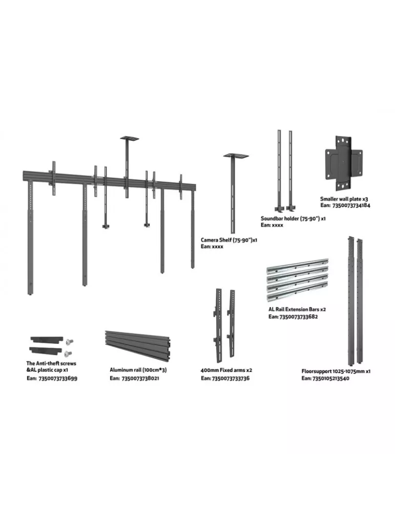 MULTIBRACKETS 3991 Support sol mur Multibrackets Collaboration - Side by Side with brackets - écran 32 -90  VESA Max 800x400 M