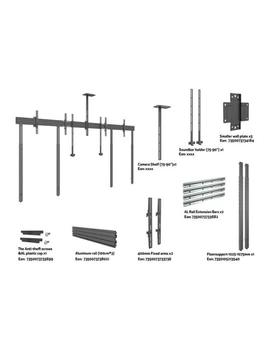 MULTIBRACKETS 3991 Soporte sol mur Multibrackets Colaboración - Side by Side con soportes - écran 32 -90  VESA Max 800x400 MUL