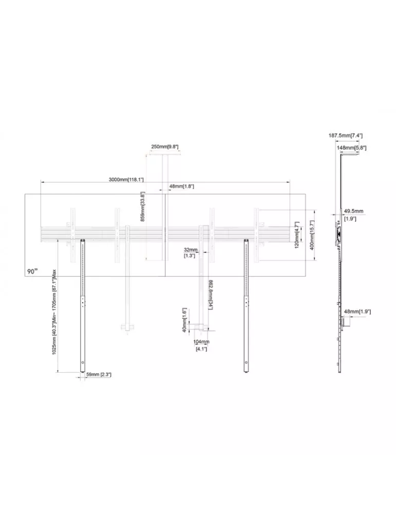 MULTIBRACKETS 3991 Support sol mur Multibrackets Collaboration - Side by Side with brackets - écran 32"-90" VESA Max 800x400