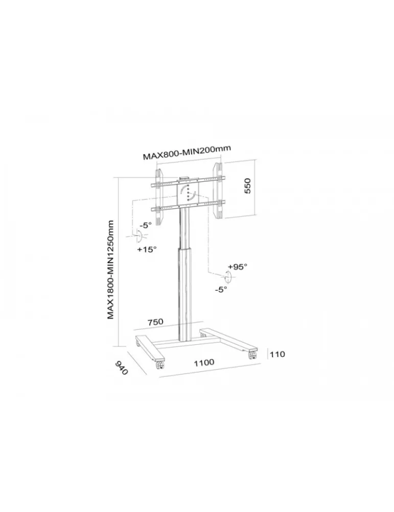 MULTIBRACKETS 6096 Soporte móvil motorizado Multibrackets Soporte de pantalla motorizado Wheelbase pour écran 30 -60  Carga 40