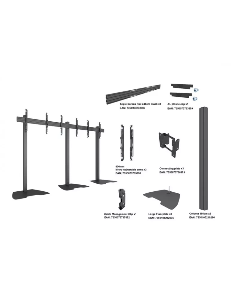 MULTIBRACKETS 3519 Soporte de suelo Multibrackets MBF3x1U M Pro Series - 3 pantallas 32  - 65  VESA Max 400x400 MULTIBRACKETS