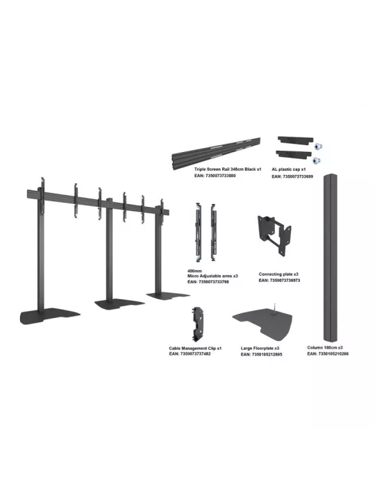 MULTIBRACKETS 3519 Support sol Multibrackets MBF3x1U Série M Pro - 3 écrans 32" - 65" VESA Max 400x400