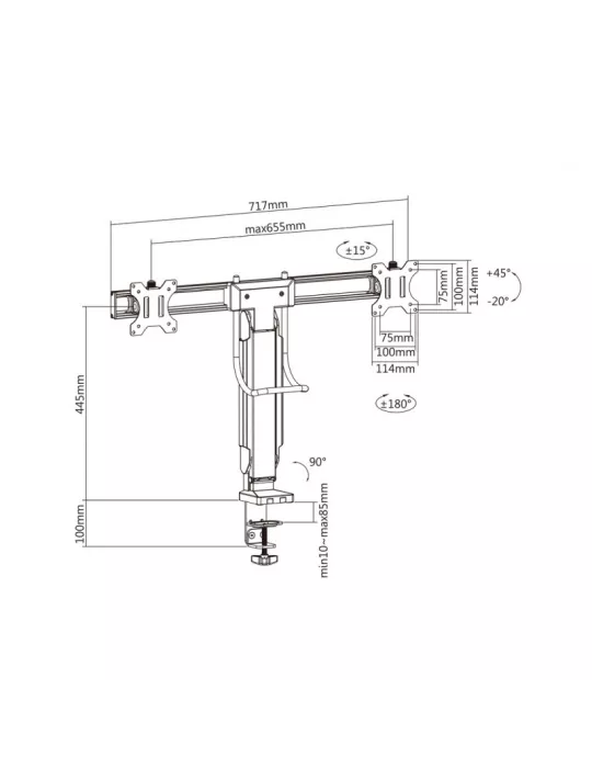 MULTIBRACKETS 9981 Support de table articulé Multibrackets Deskmount Slim Basic Dual - écran de 17" - 27" Vesa Max 100x100