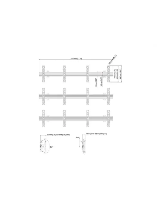 MULTIBRACKETS 2635 Multisoportes de pared Wallmount Pro MBW2UX3 Push In Pop Out Negro - 6 pantallas 40 -65  VESA Max 600x400 M