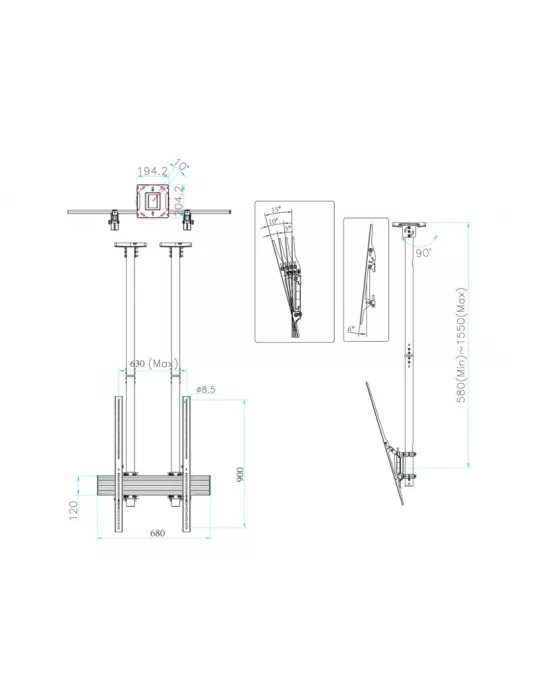 MULTIBRACKETS 6133 Soporte de techo Multibrackets MBC1UPSD Soporte de techo Pro - pantalla 40 -100  VESA Max 600x900 MULTIBRAC