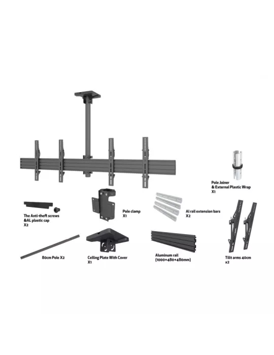 MULTIBRACKETS 3934 Soporte de techo Multibrackets Menuboard Mount Pro MBC2X1U - 2 pantallas 40 -65  VESA Max 600x400 MULTIBRAC