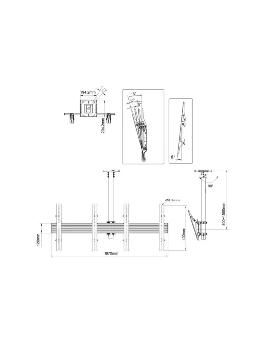 MULTIBRACKETS 3934 Soporte de techo Multibrackets Menuboard Mount Pro MBC2X1U - 2 pantallas 40 -65  VESA Max 600x400 MULTIBRAC