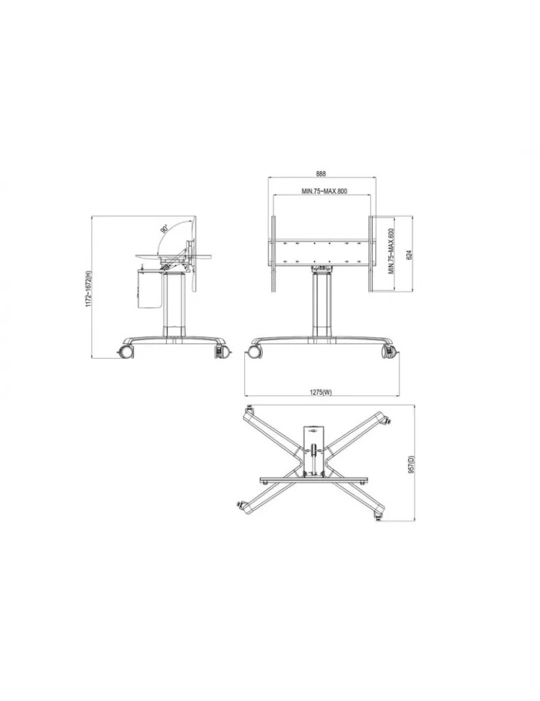MULTIBRACKETS 3927 Support sol motorisé et inclinable Multibrackets Motorized Touch Tilt   Table 120 kg Max - écran 48  -84  V
