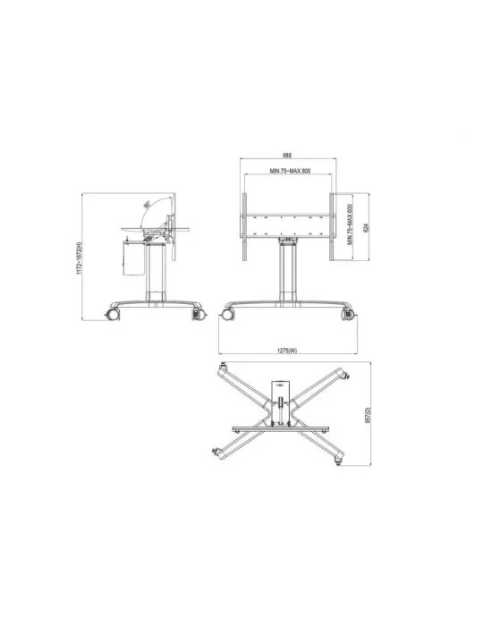 MULTIBRACKETS 3927 Support sol motorisé et inclinable Multibrackets Motorized Touch Tilt   Table 120 kg Max - écran 48  -84  V