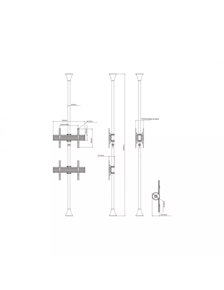 MULTIBRACKETS 5716 Boden-Decken-Halterung Multibrackets Floor to Ceiling Mount Pro MBFC2U Weiß - 2 Bildschirme 40 -65  VESA Ma