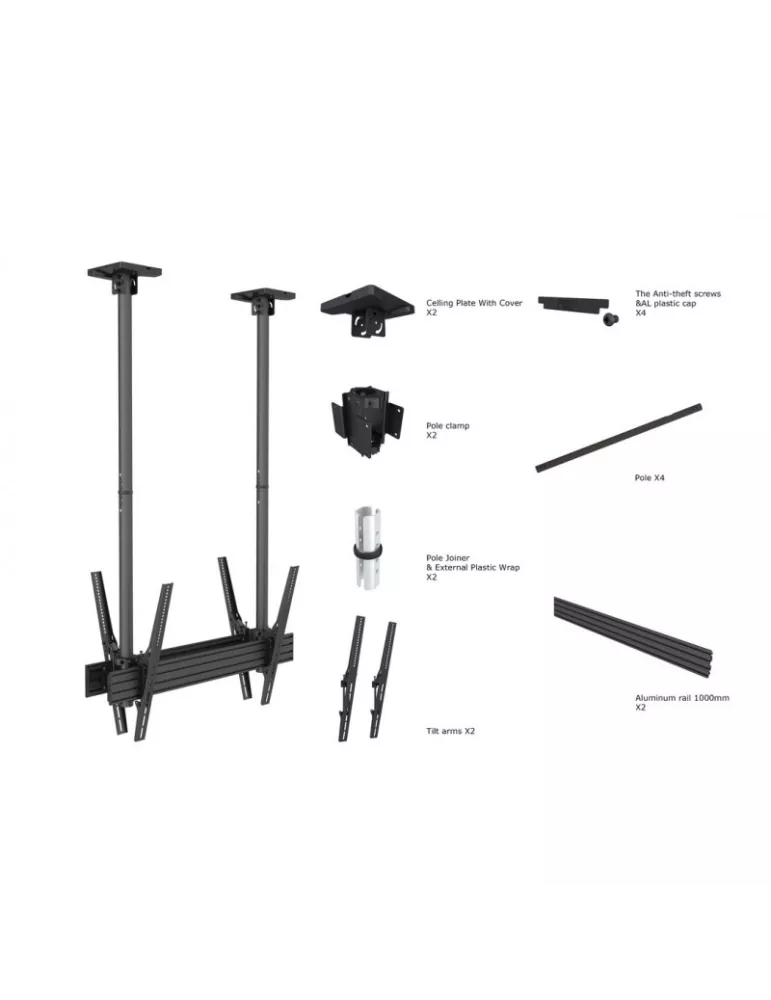 MULTIBRACKETS 6249 Support plafond Multibrackets MBC1UX2SD 900 Ceiling Mount Pro - 2 écrans 40"-100" VESA Max 900x600