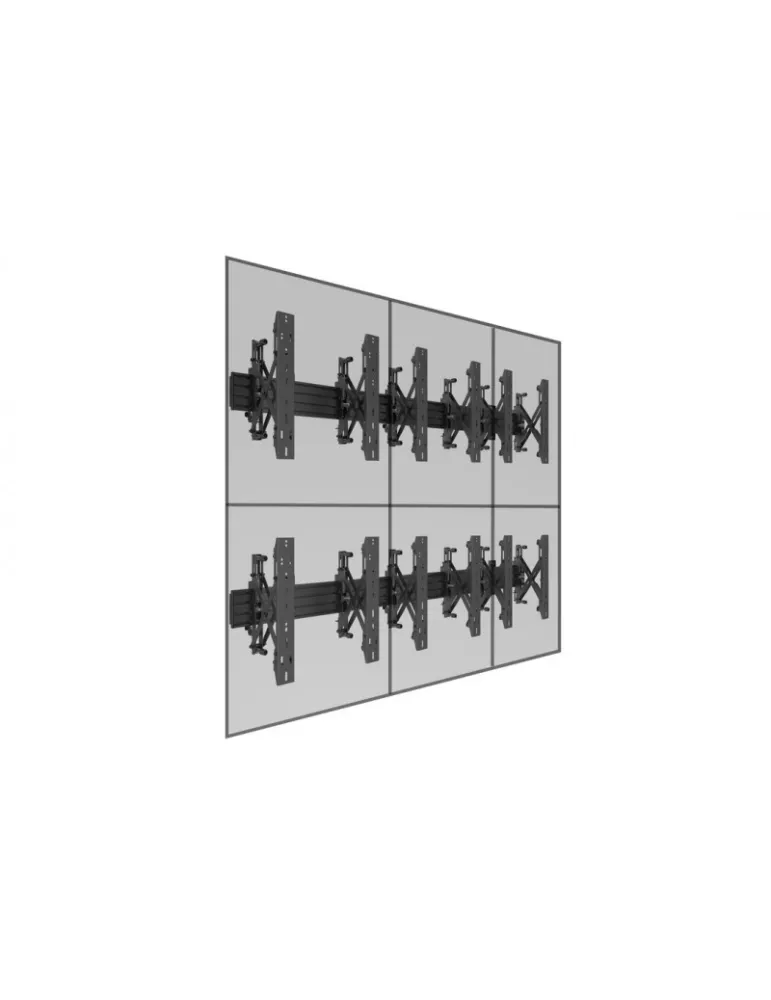 MULTIBRACKETS 5044 Support mural Multibrackets Wallmount Pro MBW3x2U Push In Pop Out Noir - 6 écrans 32"-55" VESA Max 400x400