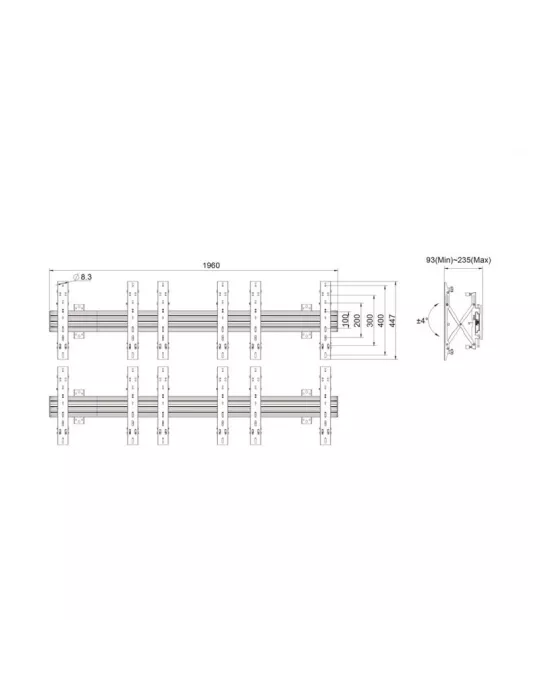 MULTIBRACKETS 5044 Multisoportes de pared Wallmount Pro MBW3x2U Push In Pop Out Negro - 6 pantallas 32 -55  VESA Max 400x400 M