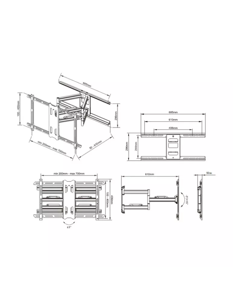 5471 Soporte Articulado de Pared Multibrackets FlexArm Pro 60kg Heavy Duty Ref  null MUL5471 | MusicGoodDeal
