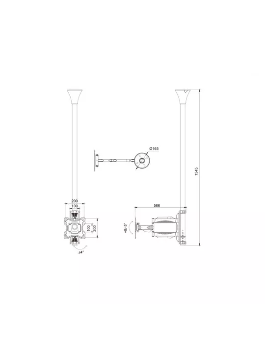 MULTIBRACKETS 9826 Support ecran rétractable Multibrackets Flip Down - écran 15"-37" VESA Max 200x200