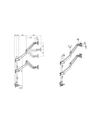 MULTIBRACKETS 4288 Tischständer Multibrackets Gas Lift Arm Basic Dual Stacked Pole - 2 BildschirmS von 15 -34  VESA Max 100x10 2