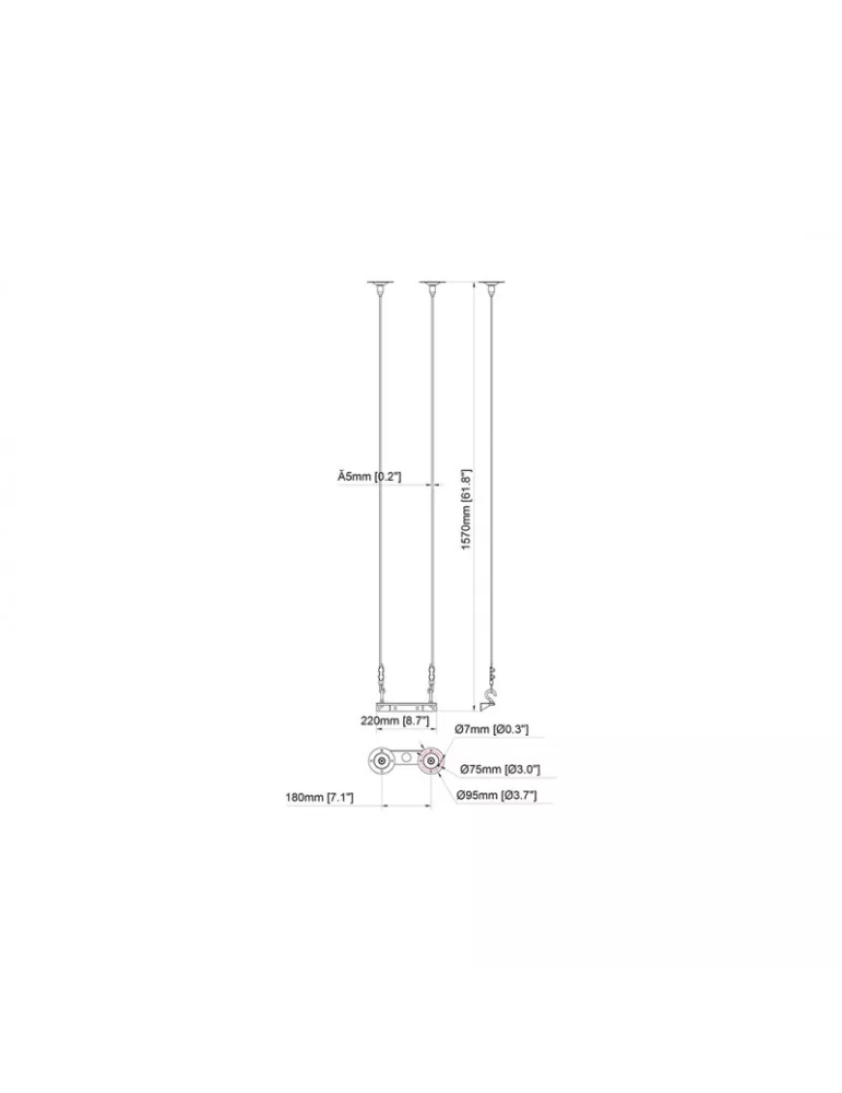 MULTIBRACKETS 1546 Deckenhalter mit Schlingen Multibrackets 1500mm Wire Connecting Plate Large MULTIBRACKETS MUL1546 | MusicGo