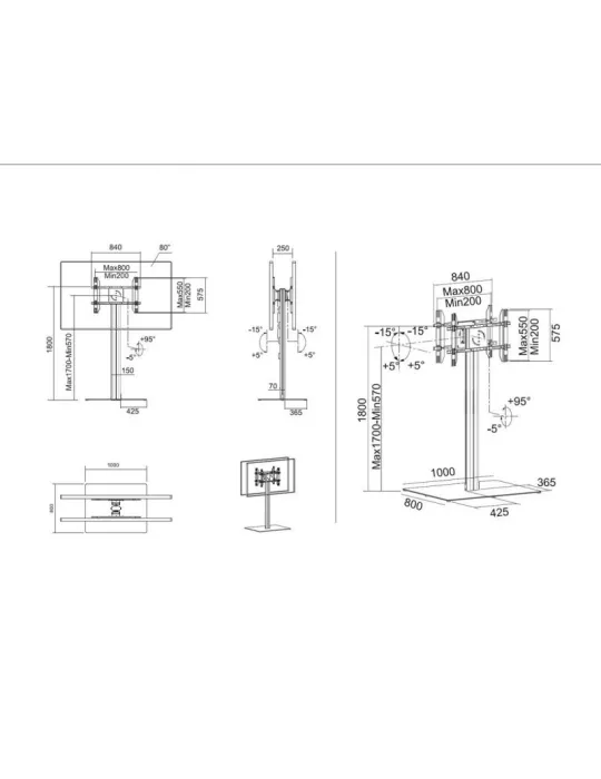 MULTIBRACKETS 7284 Support sol 2x ecrans Multibrackets Public Display Stand 180HD Back to Back MULTIBRACKETS MUL7284 | MusicGo