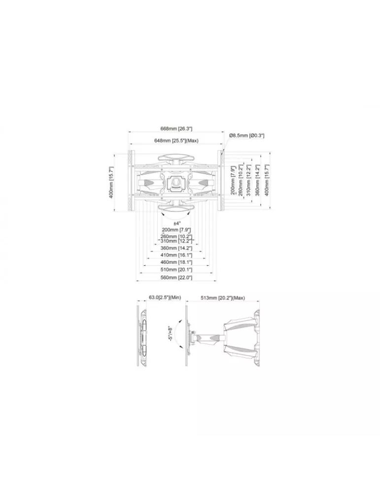 MULTIBRACKETS 2314 Gelenkige Wandhalterung Multibrackets FlexArm Full Motion Dual Portrait 400x600 für LCD-Bildschirm 40 -70