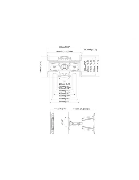MULTIBRACKETS 2314 Multibrackets FlexArm Full Motion Dual Portrait 400x600 articulated wall mount for LCD screens 40 -70  - We