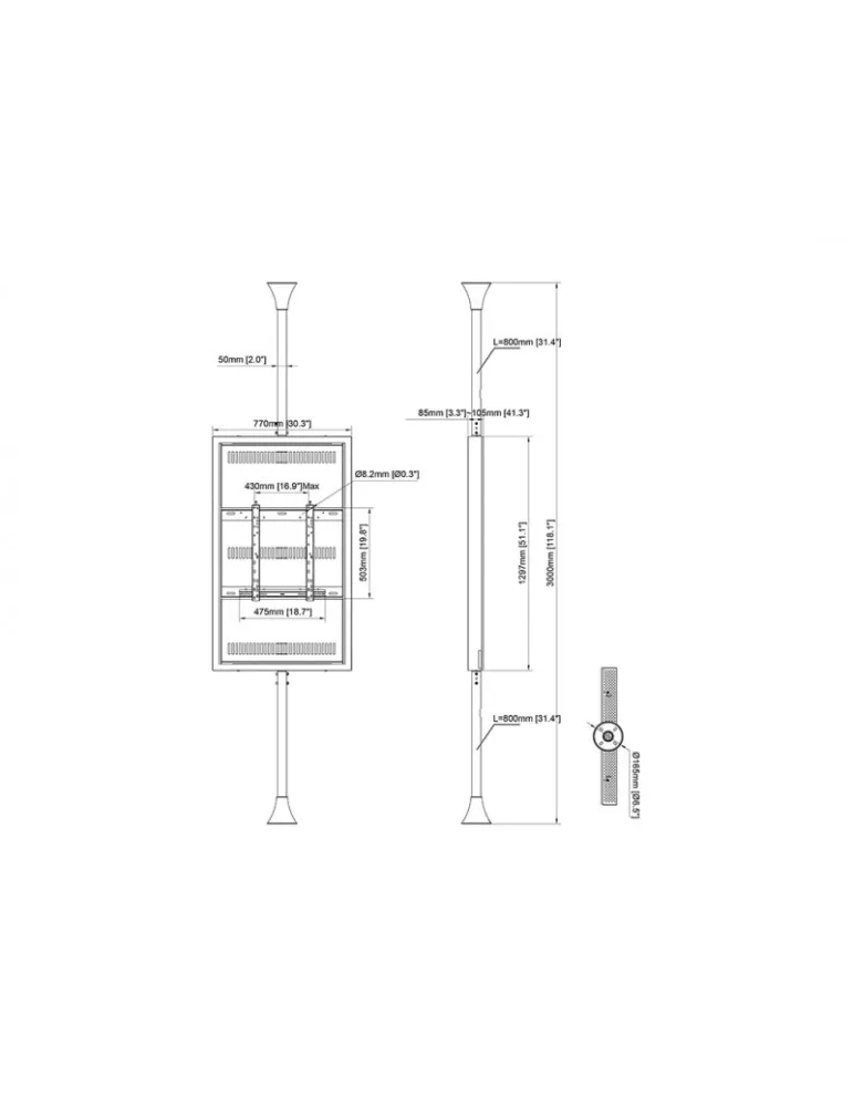 MULTIBRACKETS 3113 Montage sol plafond avec caisson Multibrackets Enclosure 55" Floor to Ceiling Medium