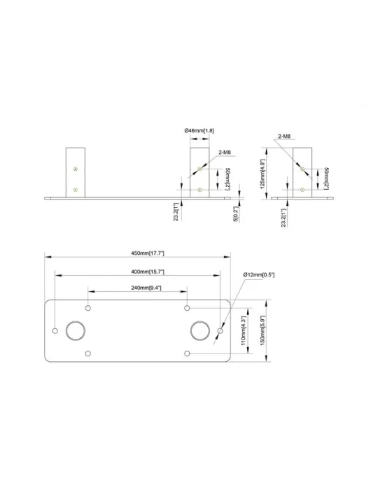 MULTIBRACKETS 6305 Floor-mounted steel base Multibrackets Bolt Down Dual Pole Plate Black MULTIBRACKETS MUL6305 | MusicGoodDea