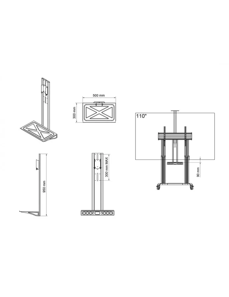 MULTIBRACKETS 4394 Verstellbares Regal Multibrackets Motorized Public Floorstand Shelf Dual Pillar 180 HD MULTIBRACKETS MUL439