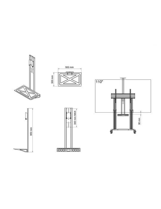 MULTIBRACKETS 4394 Etagère réglable Multibrackets Motorized Public Estantería de pie Doble Pilar 180 HD MULTIBRACKETS MUL4394