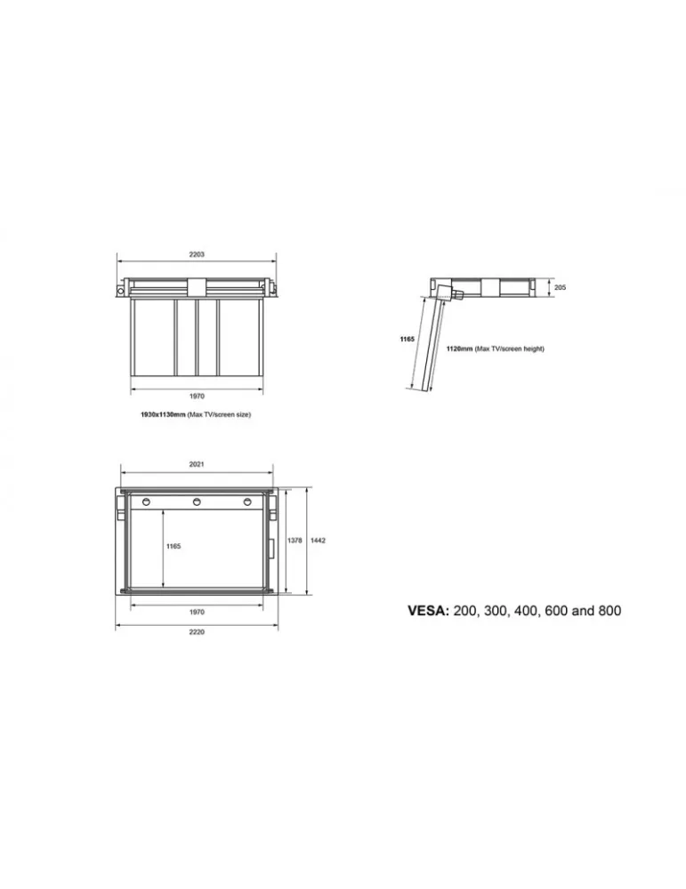 MULTIBRACKETS 5261 Support plafond motorisé Multibrackets Motorized Ceilingmount Inverted w lid - écran 65 -86  VESA Max 800x8