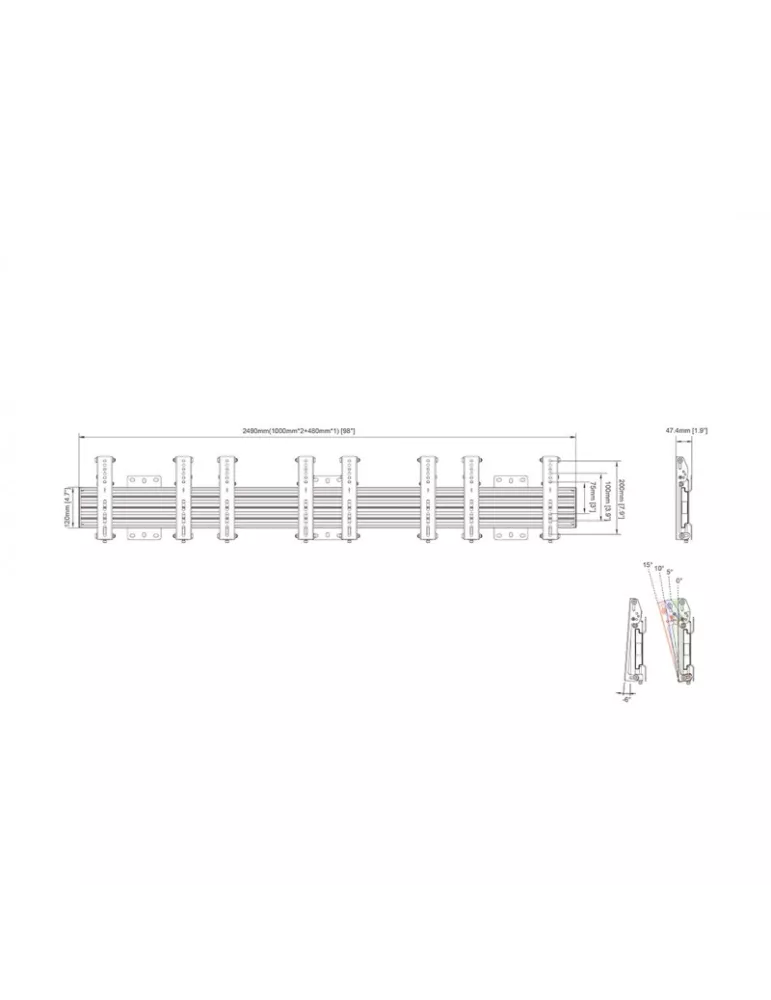 MULTIBRACKETS 5971 Tilting wall mount Multibrackets Wallmount Pro MBW4U 200 - 4 screens 27 -32  VESA Max 200x200 MULTIBRACKETS