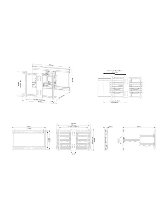 MULTIBRACKETS 2864 Support mural Articulé Multibrackets Flexarm Pro Dual HD Offset pour ecran 42"-100" - Poids 70kg Vesa 700x50