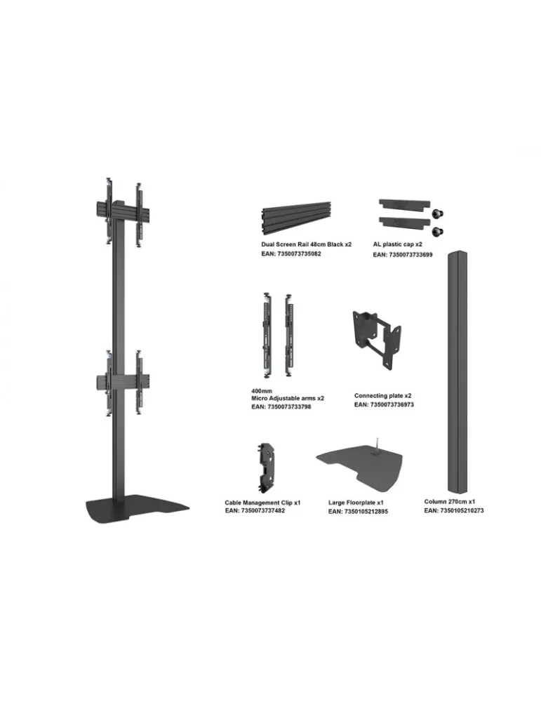 MULTIBRACKETS 5612 Support sol a fixer Multibrackets Floorstand Column Pro MBFSC2U 270 Black - 2 screens 40 -65  VESA Max 400x