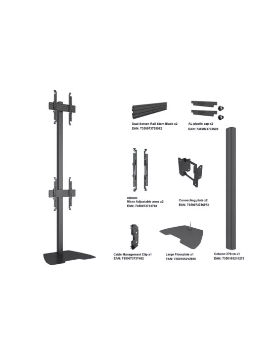 MULTIBRACKETS 5612 Support sol a fixer Multibrackets Floorstand Column Pro MBFSC2U 270 Noir - 2 écrans 40"-65" VESA Max 400x400