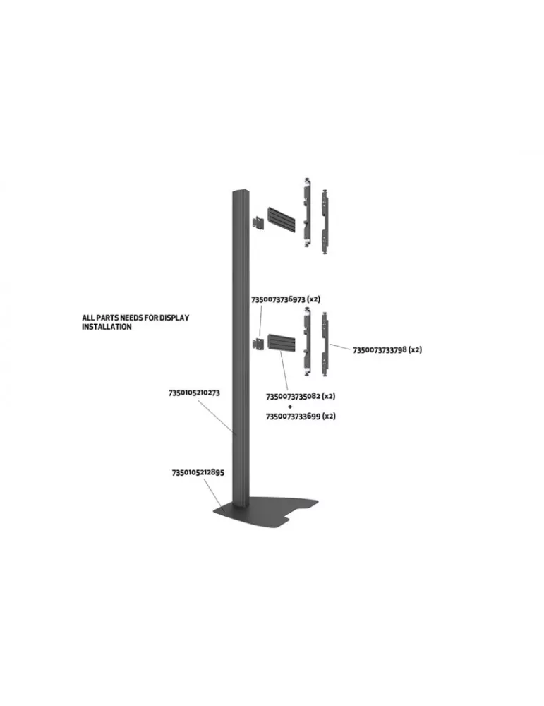 MULTIBRACKETS 5612 Bodenständer Multibrackets Floorstand Column Pro MBFSC2U 270 Schwarz - 2 Bildschirme 40 -65  VESA Max 400x4