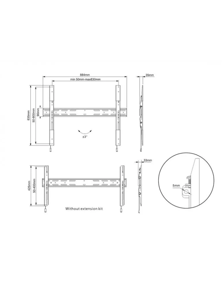 MULTIBRACKETS 0518 Support mural fixe Multibrackets Universal Wallmount Fixed X-Large 800x600 MULTIBRACKETS MUL0518 | MusicGoo