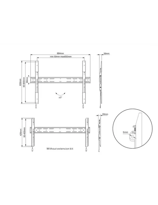 MULTIBRACKETS 0518 Support mural fixe Multibrackets Universal Wallmount Fixed X-Large 800x600 MULTIBRACKETS MUL0518 | MusicGoo