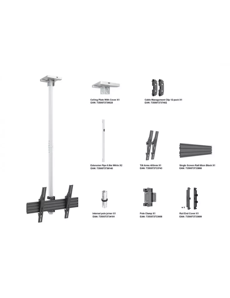 MULTIBRACKETS 8645 Support plafond Multibrackets Ceiling Mount Pro MBC1U White - screen 40 -65  VESA Max 600x400 MULTIBRACKETS