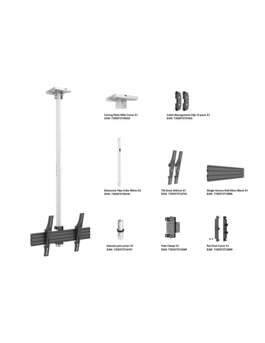 MULTIBRACKETS 8645 Soporte plafond Multibrackets Soporte de techo Pro MBC1U Blanco - Pantalla 40 -65  VESA Max 600x400 MULTIBR